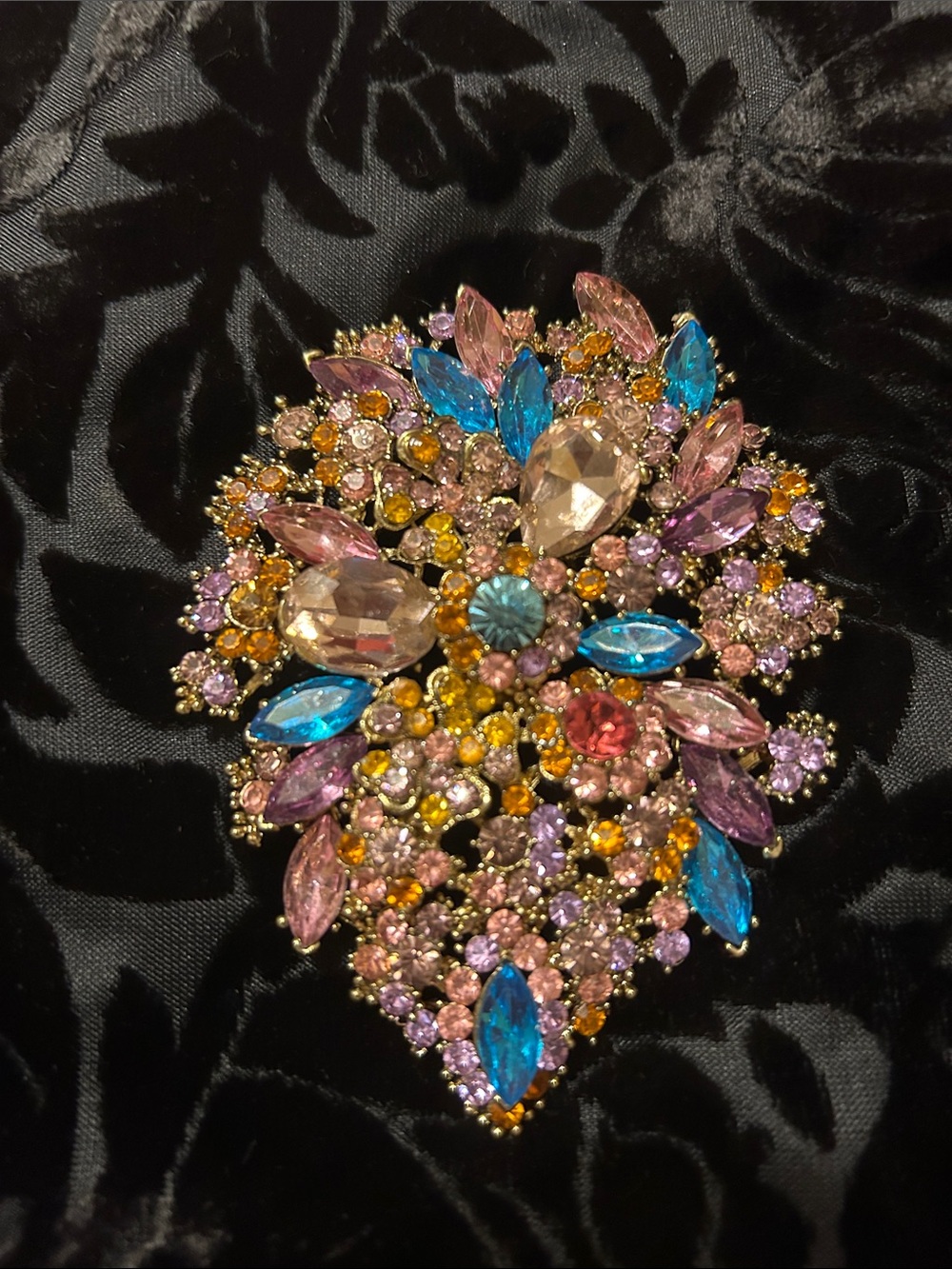 Multi-Color Crystal Statement Brooch – Women Jewelry